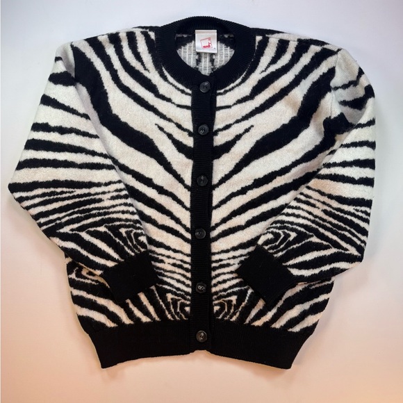 Vintage Mondi Zebra Print Wool Cardigan Size EU 34/ US 4-6* - Picture 1 of 9